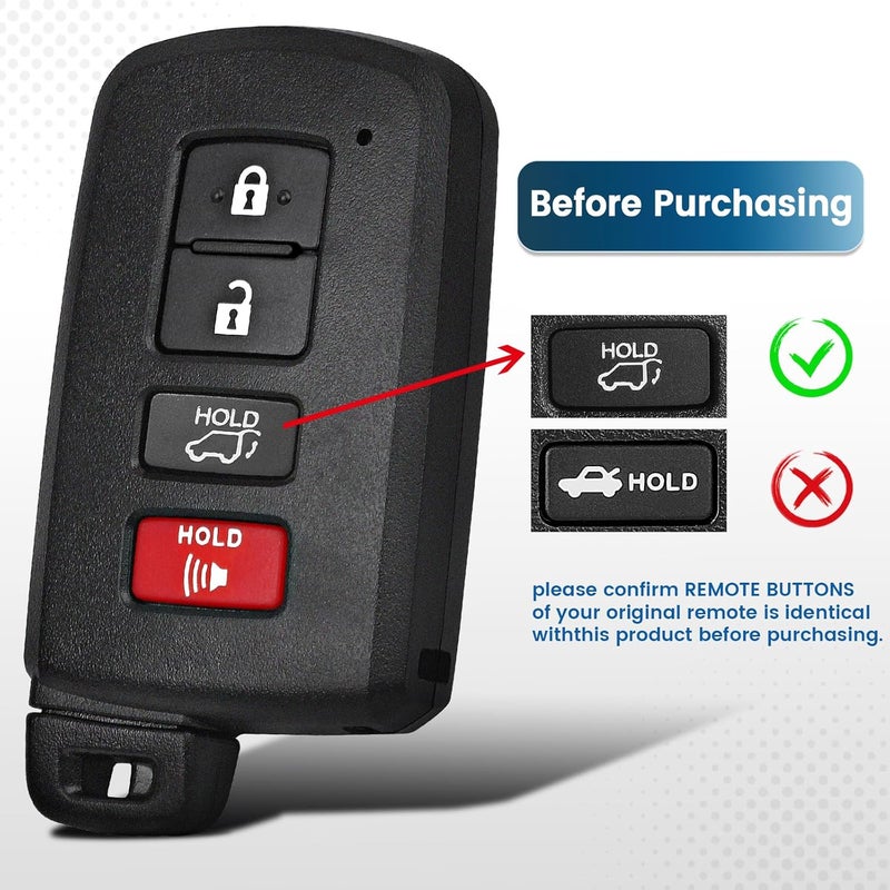 Keyecu Replacement Smart Remote Car Key Fob for Toyota RAV4 2013-2018 HYQ14FBA 281451-0020G 89904-0R080 89904-42070 314.3MHz 4Buttons - Image 3